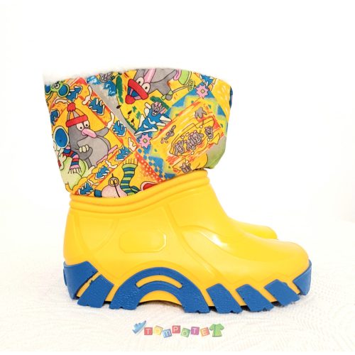 Béléses gumicsizma vidám sárga színben