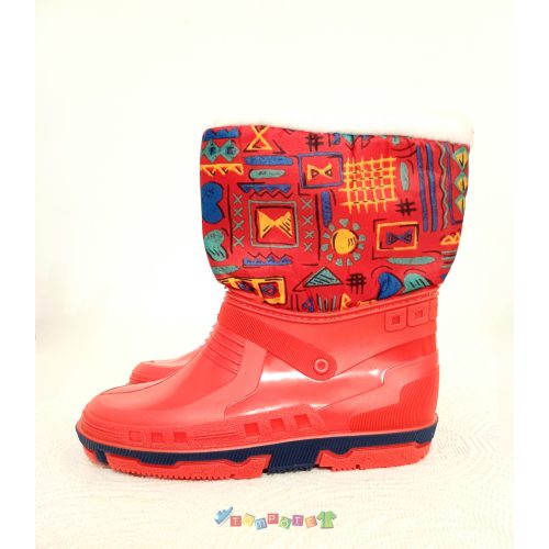 Béléses gumicsizma vidám piros színben