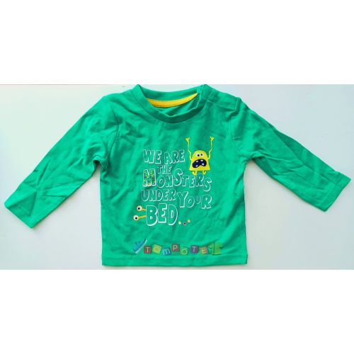 Szörnyecske mintás hosszú ujjú póló zöld színben